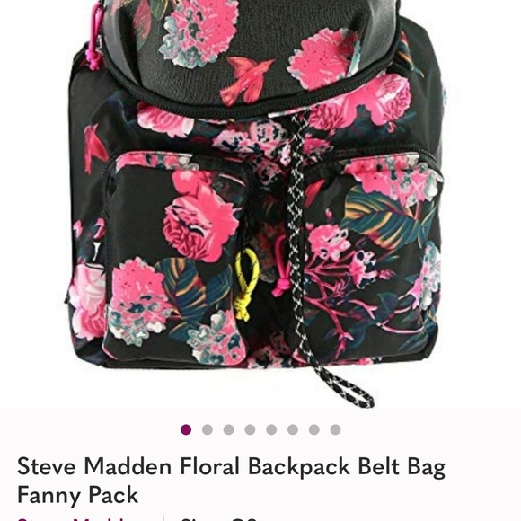 Steve Madden Black and Pink Floral Backpack - Picture 5 of 5